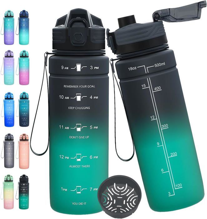 Gourde 1L, Bouteille d'eau Sport, Gourde Motivation avec Paille, Bouteille d 'eau Marqueur de Temps, Étanche et Réutilisable, pour Enfant, Voyage, Randonnée, Camping, Cyclisme, Bureau, Fitness