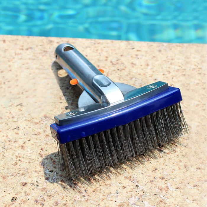 Brosse De Coin Pour Piscine Réglable - Poils Biseautés Pour Nettoyer Marches, Escaliers, Spas Et Angles - 9