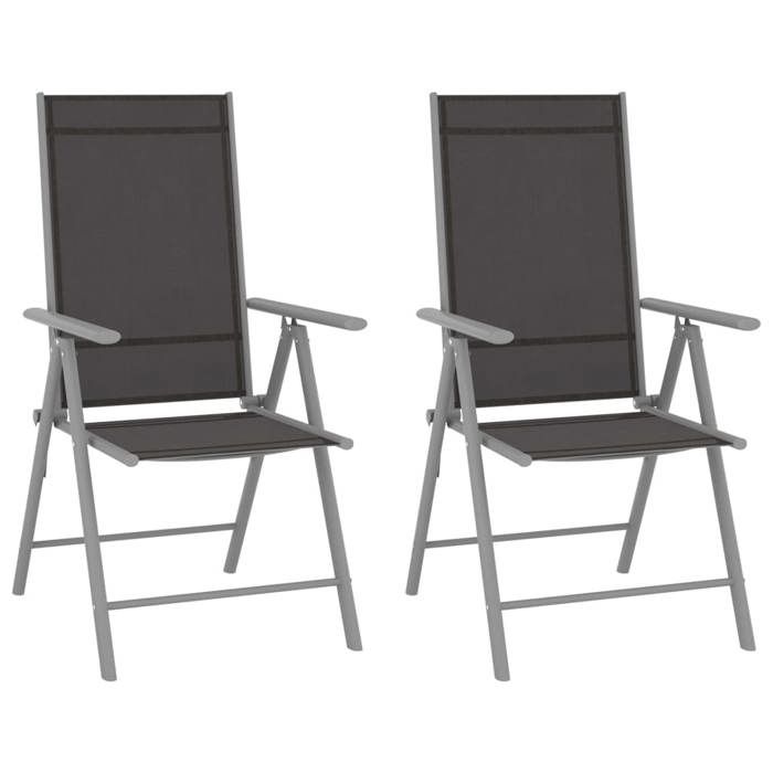 SALE 2025Chaises de jardin pliables - lot de 2 - Fauteuils de Jardin - Textilène Noir - 54x73x107 cm83 Kg 3842