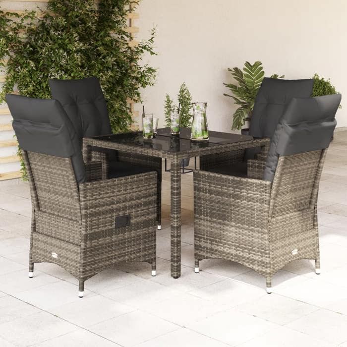 VidaXL Ensemble à Manger 5 pcs Coussins Résine Tressée