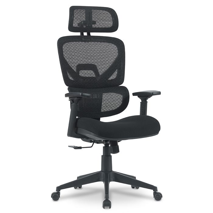 Fauteuil de bureau ergonomique avec appui-tête 3D – Soutien lombaire – Accoudoirs réglables 3D – basculant synchrone - noir