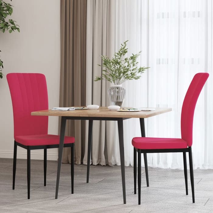 SOLDES dAutomneLot de 2 Chaises à manger - Pieds antidérapants et pour salon - Rouge bordeaux Velours - 42x57.5x95cm 348