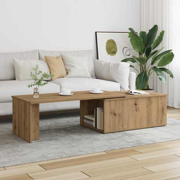 Table basse-Table Salon -Table dappoint chêne artisanal 150x50x35 cm bois dingénierie 270346
