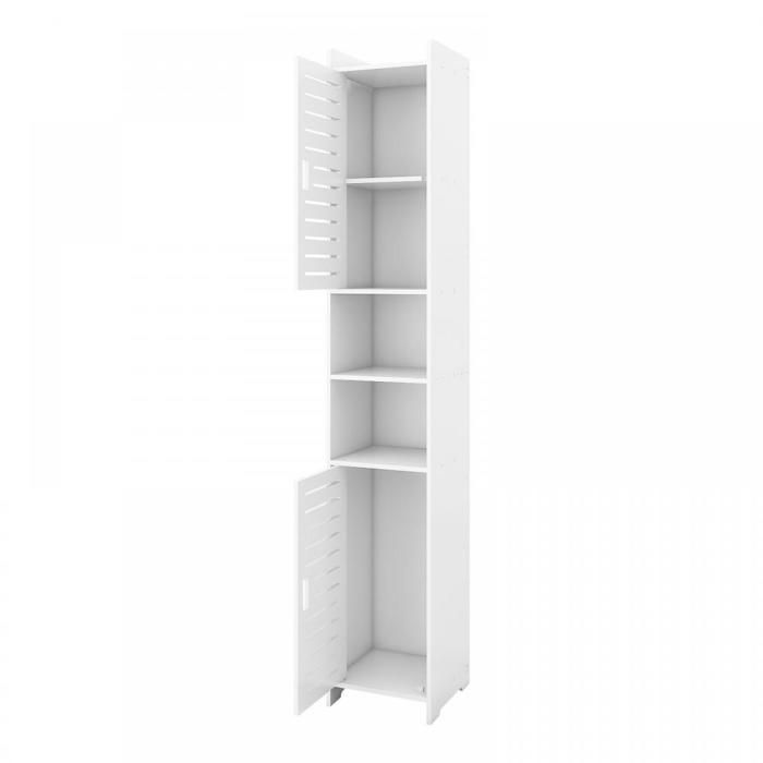 Meuble de salle de bain à double porte deux compartiments 26 × 22 × 118 cm blanc.