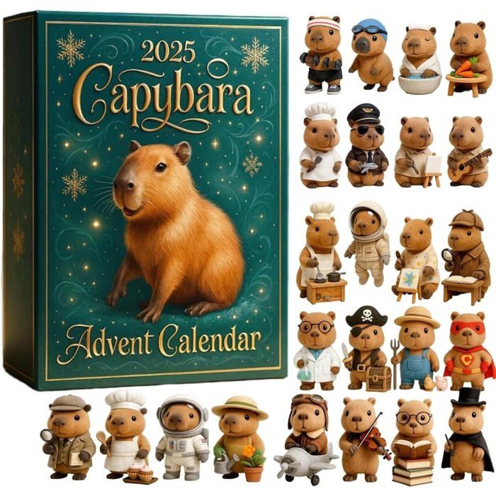 Calendrier De L'Avent Capybara 2025 - 31 Jouets Mignons, Compte à Rebours Noël Pour Enfants