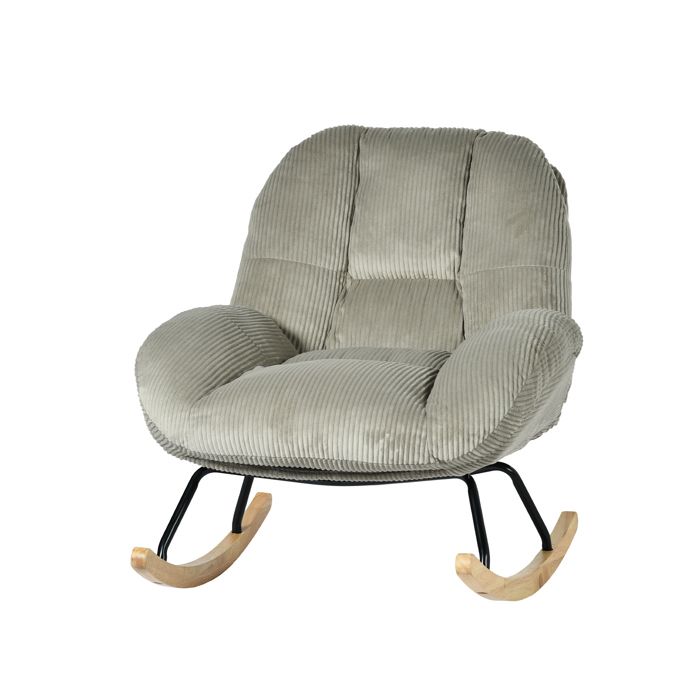 MEUBLES COSY Fauteuil à bascule scandinave en velours côtelé avec accoudoirs pour salon ou chambre à coucher gris - LITHOPS