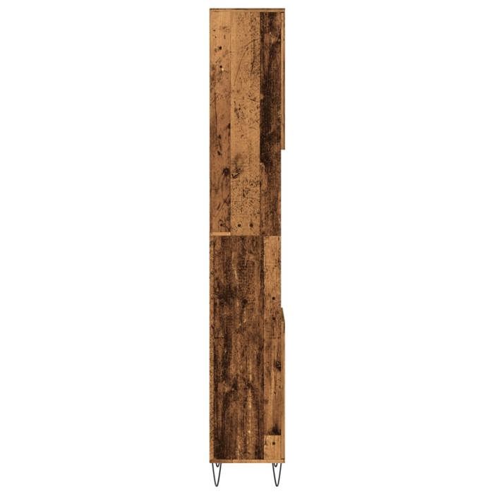 Soldes Printemps Armoire de salle de bain - SOLOMOON - Meuble wc - vieux bois 30x30x190cm bois ingénierie SSS2094