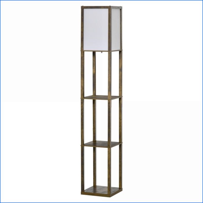Éclairage & Lampes - Lampe de Sol avec Étagères - Bois Rustique Brown - pour Salon/Salle de Coucher