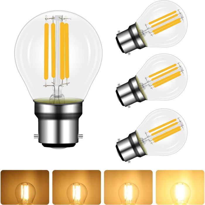 Ampoule LED filament dimmable - ESTAMPILLE - Lot de 4 - B22 - 4W - Équivalent 40W - Blanc chaud 2700K - 400 lumens