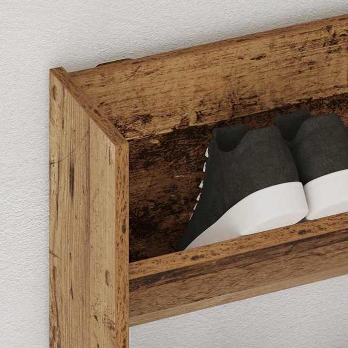[32993]Armoire à chaussures - Meuble Chaussure d’Entrée - murale vieux bois 80x18x90 cm Poids:11.3 Kg