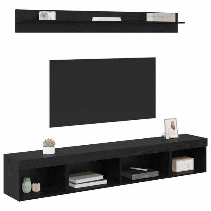 HOT SALE®Jeu de meuble TV mural 5 pcs banc TV meuble hifi vidaxl TABLE TV - Chêne noir - Bois dingénierie - M7150531