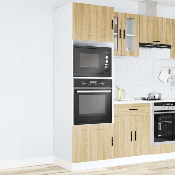 Armoires de four - CABINET CUISINE - (2 pièces) - Porto chêne sonoma bois dingénierie 60x57x207 cm L1654