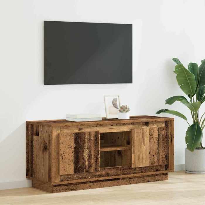 Banc TV Marron Magnifique - Meuble TV - Armoire TV Pour Téléviseur - Bois Ancien 102x35x45cm - Bois dingénierie CL4373874
