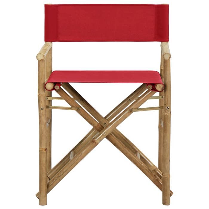 Rouge Siège de jardin -  Chaises pliables de directeur - (2 pcs) - Rouge Bambou et tissu C875