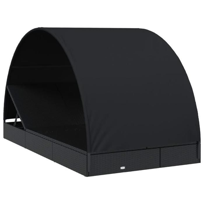 Noir Siège de jardin - Transat 2 places - avec toit rond noir 211x112x140 cm C5972