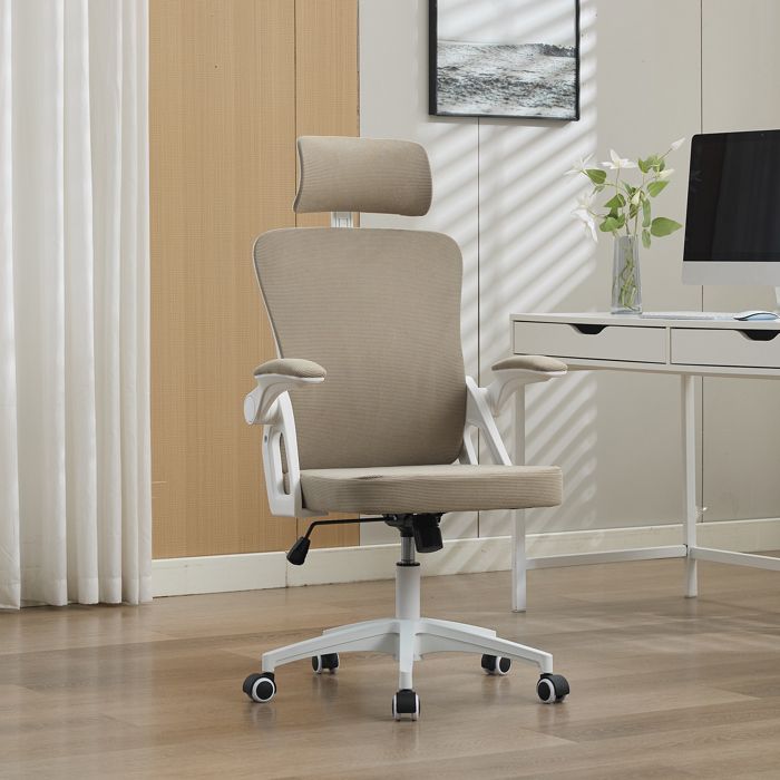 BELLEMAVE Chaise de Bureau Ergonomique - Hauteur Lombaire & Appui-tête Ajustables - Fauteuil de Bureau Pivotant - Maille - Kaki