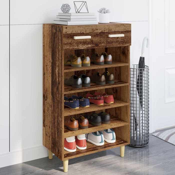 vidaXL Cabinet à chaussures avec tiroir Bois ancien 60 x 35 x 105 cm 8004210 vidaXL Cabinet à chaussures avec tiroir Bois ancien 60 x 35 x 105 cm 8004210