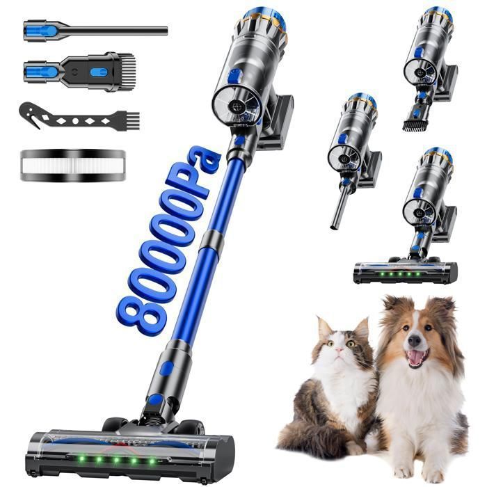 MESYA ZV10 Aspirateur Balai Sans Fil Aspiration Max 80KPa 650WSpécial Poils AnimauxAnti Emmêlement80MinBatt.AmovibleÉcran LED - Mesya