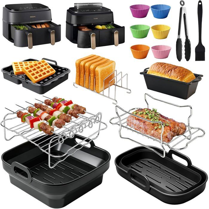 Moules Silicone Air Fryer 2 Pièces Pour Dual Basket 3000-5000 Series 9L (6L/3L) NA350/NA550