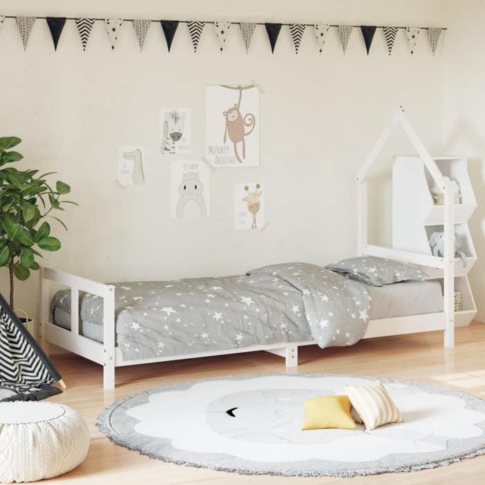 1 Parcel - MEUBLE - Cadre de lit pour enfants blanc 80x200 cm bois de pin massif_2 ans garantie_02_9412