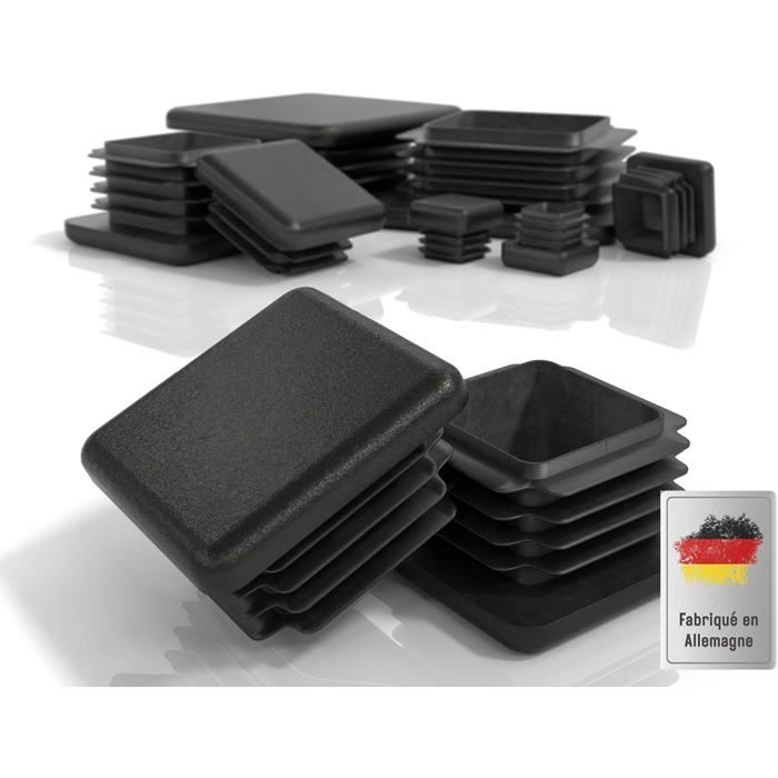 Bouchons carrés 40x40 mm - Lot de 4 - Plastique PE robuste - Protection sols et tubes métalliques - Pour chaises tables RATELIER