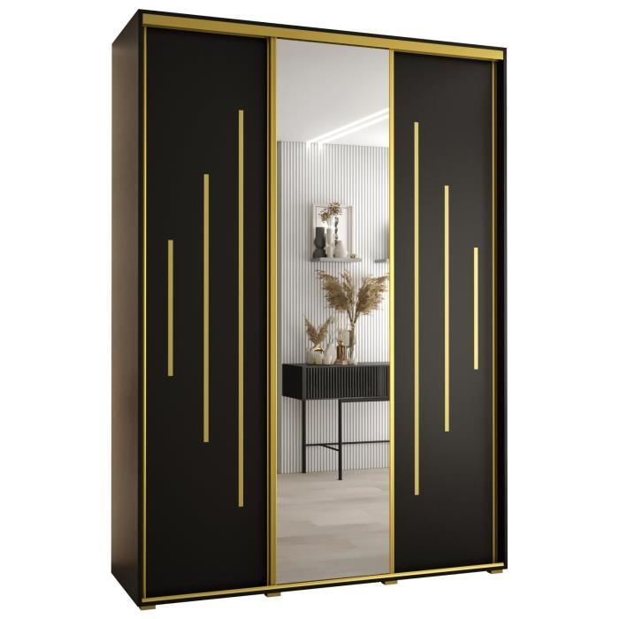 Armoire à Vêtements Inova ABIKSMEBLE - Penderie Avec étagères - 236,7x100x47 Cm - Noir - Pour Chambre, Salon, Rangement