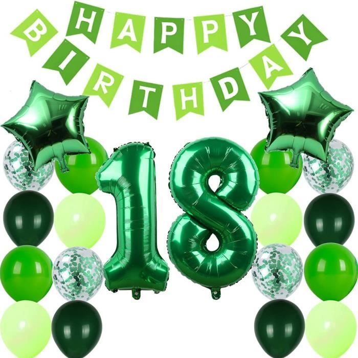Ballon vert 18e anniversaire pour garçons et filles 18 ans Décoration  d'anniversaire Vert Ballon gonflable 18 chiffres Décorat[1536] - Cdiscount  Maison