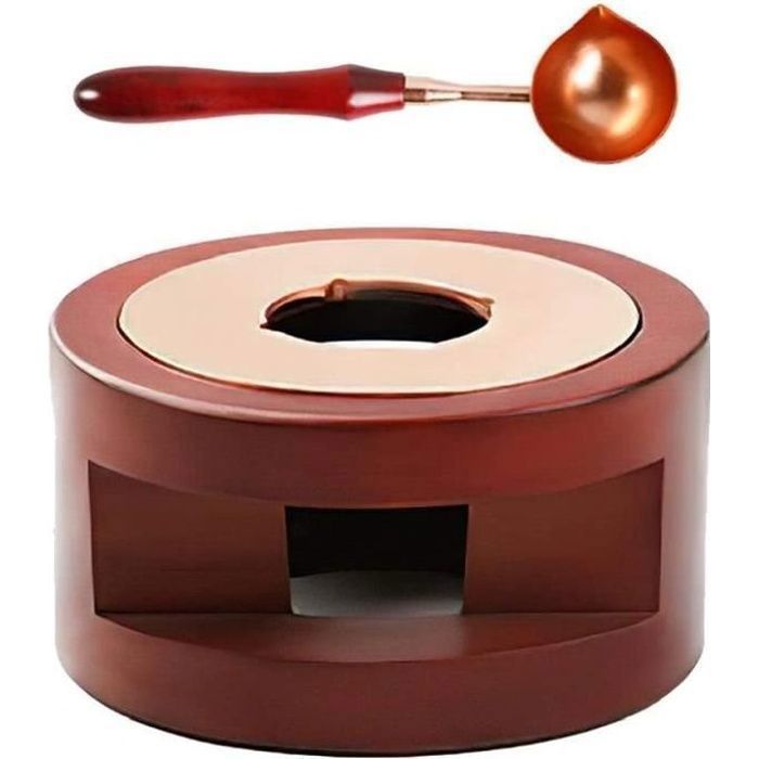 Kit De Sceau à Cire Avec Four Et Cuillère - Chauffe-cachet En Hêtre Et Métal, Cuillère 10 Cm, Pour Enveloppes Et Cartes