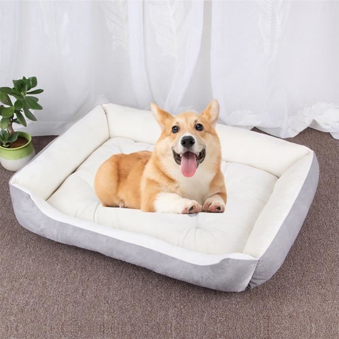 Comparer les prix de Lit pour Chien Chat Animaux 60x45x15cm Peluche Courte, Coussin Panier pour Chat Chien Douce Confortable pour Animal Dormir - Gris