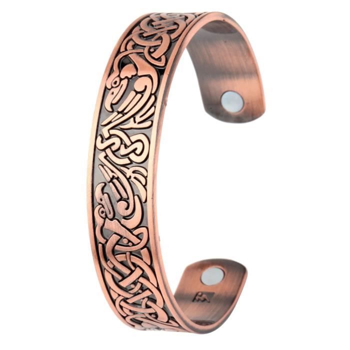 bracelet manchette large talisman viking totem bracelet ouvert en cuivre antique