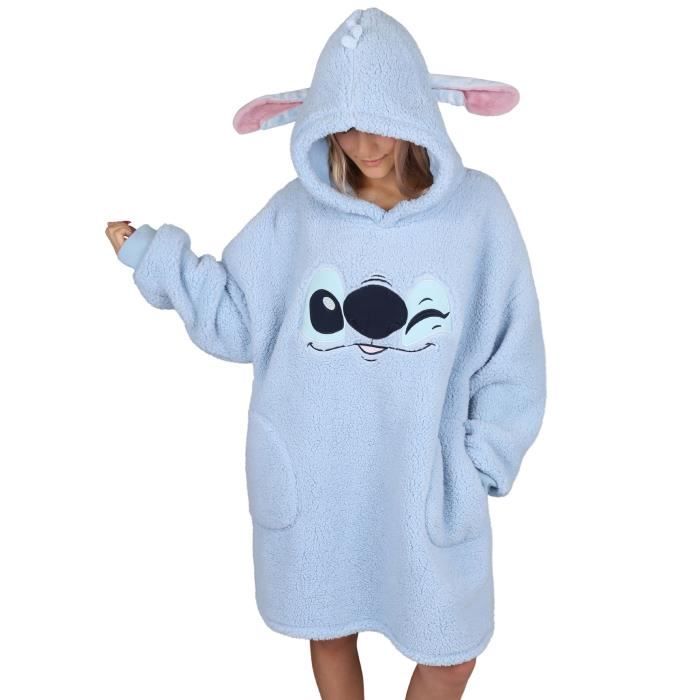 Stitch Disney Sweat/robe femme, couverture à capuche bleue, snuddie M/L -  Cdiscount Maison