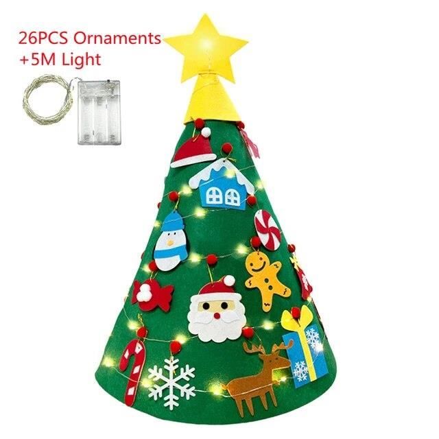 Sapin De Noël En Feutre 3D DIY – 75 Cm – 29 Décorations à Scratch – Décoration Murale – Feutre épais 3 Mm – Pour Maison