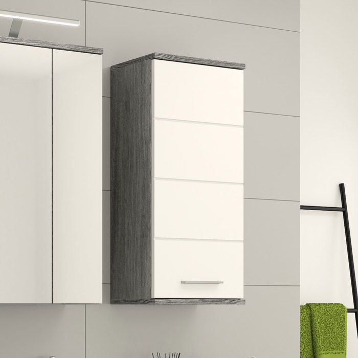 Blake armoire de salle de bain accroché au mur 1 porte brillant blanc enfumé. Blake armoire de salle de bain accroché au mur 1 porte brillant blanc enfumé.