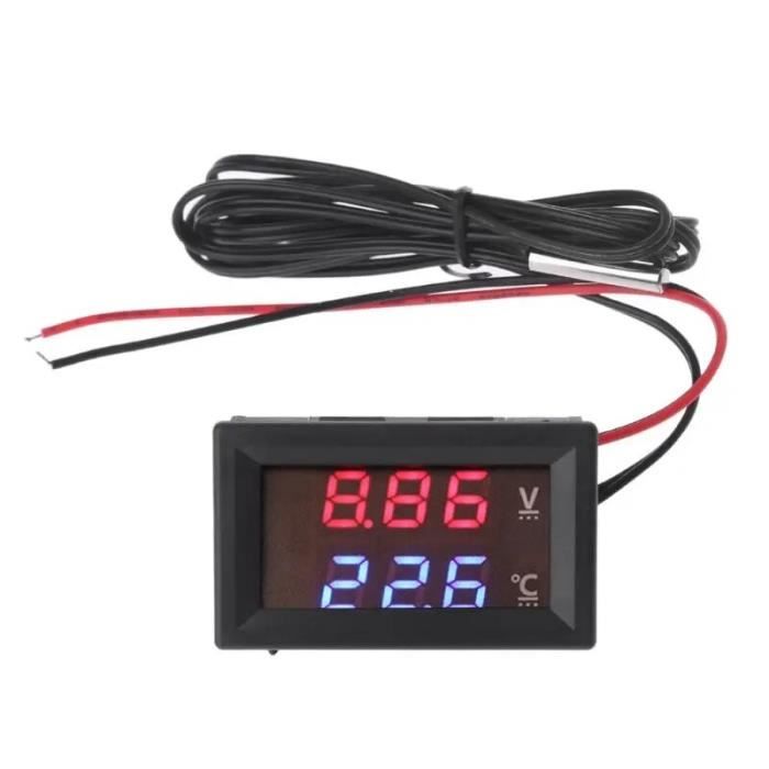 Thermomètre Et Voltmètre Numérique Double Affichage Pour Voiture 12V – 2 En 1, Facile à Installer, Neuf