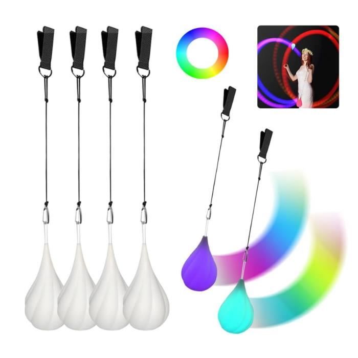 BORDEAG Lot de 4 Bolas Lumineuse, 7.5 × 6.8 cm LED Poi Balls, Balle de Jonglage Lumineuse, Balles de Poï à LED pour Jonglerie et Cirque, Spectacle Danser, Spectacle de Lumière, Adultes
