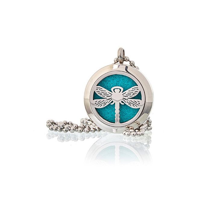 Collier Bijoux Aromathérapie - Libellule 25mm - Acier inoxydable - Couleur(s) Assorties