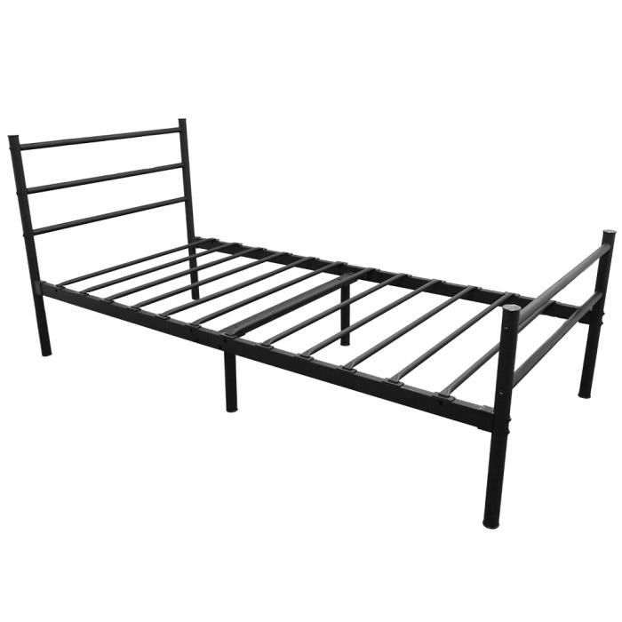 Wsdwqaa Lit Fer Forge Cadre De Lit Seul En Metal Pour 1 Personne Noir Achat Vente Structure De Lit Wsdwqaa Lit Fer Forge Cadr Cdiscount