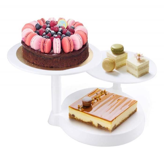 Himaly Presentoir A Gateaux Biscuit Fruit 3 Etages En Plastique Plateau Tournante Decoration Et Presentation Pour Gateau De Mariage Cdiscount Maison