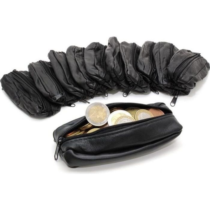 Rinaldo ® Femmes Porte-monnaie avec de nombreux compartiments en Noir en Cuir Souple 
