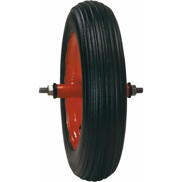 LEM SELECT  ? Roue de brouette gonflable 370 mm ? Jante m&eacute;tal ? Largeur 170 mm ? &Eacute;paisseur 30 mm ? Longueur axe 110 mm ? Pour terrains accident&eacute;s