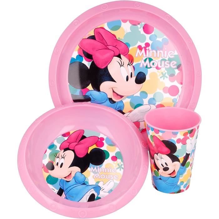 Set De Vaisselle Enfant Minnie Mouse - Assiettes, Bols, Couverts Réutilisables - Micro-ondes