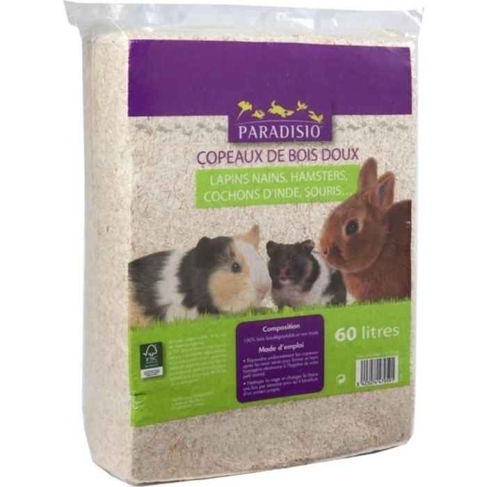 paradisio litiere copeaux de bois doux pour rongeur 60l cdiscount animalerie