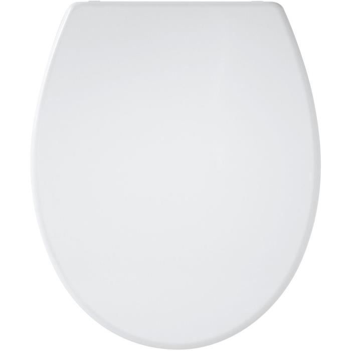 Abattant WC - Presto - Blanc - Thermodur - Frein de chute - Fixations inox - Charnières plastique déclipsables