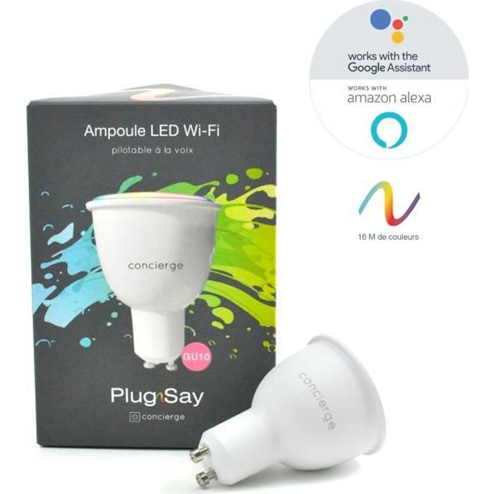 Ampoule LED Wifi GU10 white & color compatible avec Google Home et