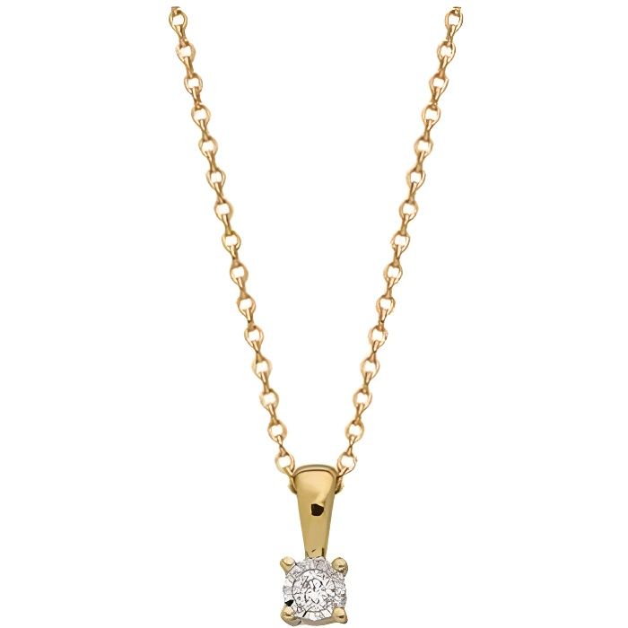 Collier solitaire 2025 diamant or jaune