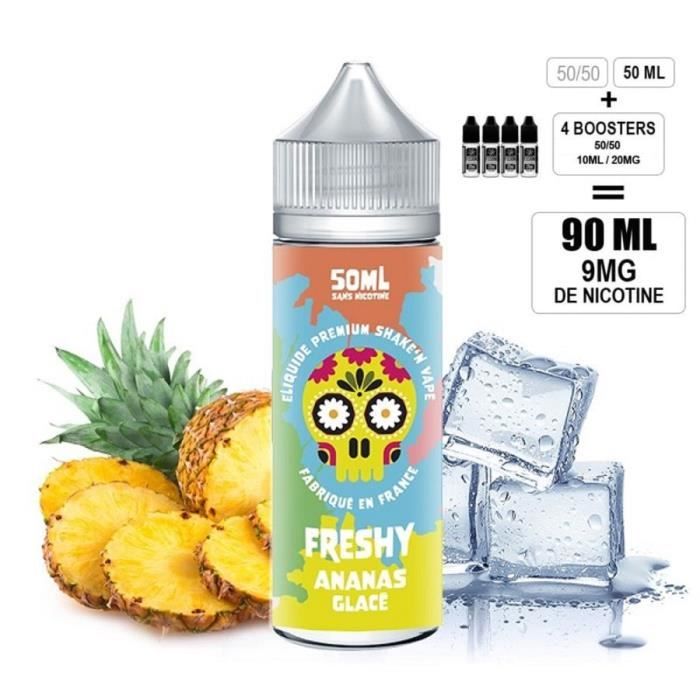 ELIQUIDE 90ML en 9MG de nicotine - MARQUE : FRESHY - SAVEUR : ANANAS GLAC  - Cdiscount Au quotidien