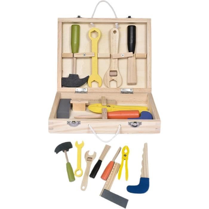 Kit D’outils En Bois Pour Enfants – Établi Avec Tablier – Perceuse Jouet STEM – Dès 3 Ans – Cadeau Garçon Fille