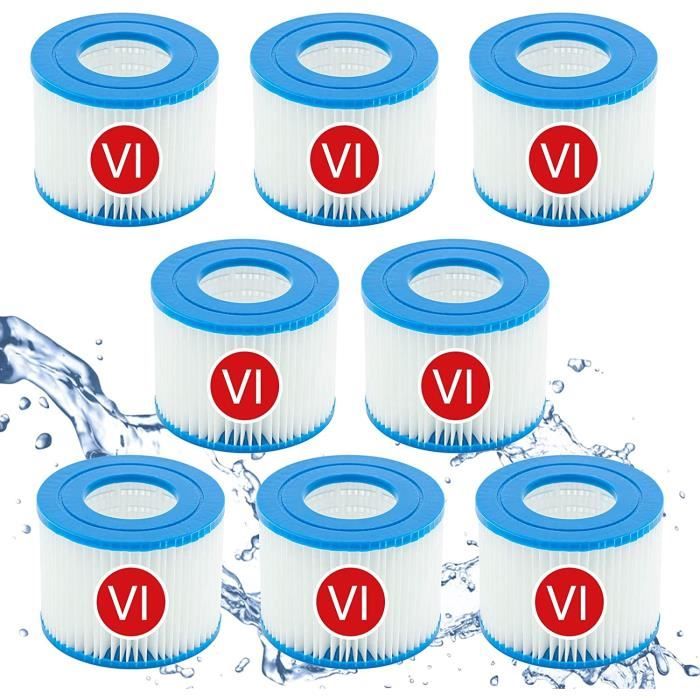 Lot De 8 Cartouches Filtrantes Pour Spa Intex S1 29011E – Filtre De Piscine 108 Mm – Nettoyage Eau