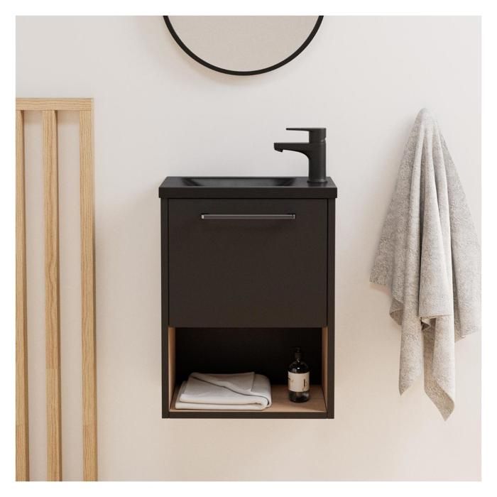 Vente meuble lave-mains gris anthracite design avec robinet eau froide