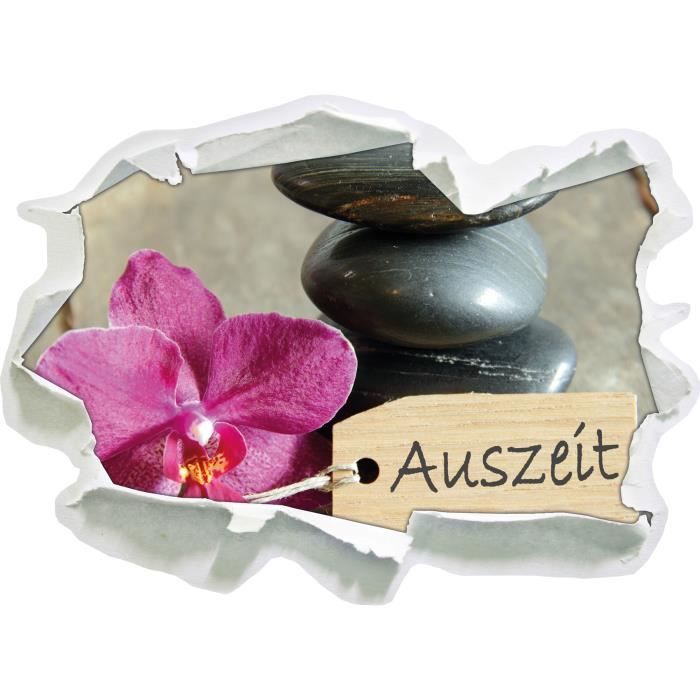 Out Orchidee Avec Des Pierres Zen Papier 3d Taille Sticker Mural